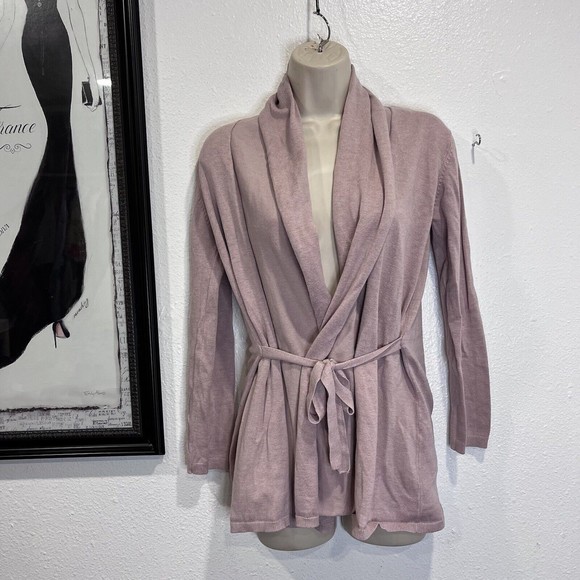 Zara Cardigan Sweater Womens Small Pink Waist Tie Knit Long Sleeve Casual Top - Picture 1 of 6